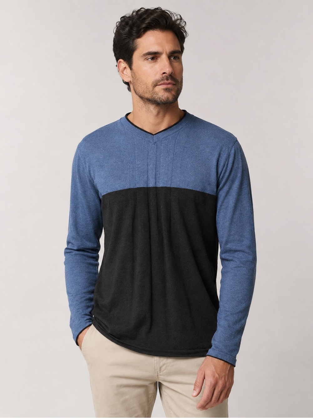 Anthology Men’s Cashmere silk blend V-Neck Sweater – Size Large